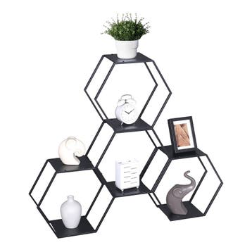 Wandrek Tand 4-delig wandplankenset zwart 32x37x19 cm [en.ca, Huis en Inrichting, Woonaccessoires | Wandplanken en Boekenplanken
