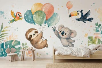 Luiaard en koala behang – fotobehang kinderkamer, Verzenden, Fotobehang