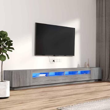 vidaXL 3-delige Tv-meubelset met LEDs bewerkt hout grijs, Minder dan 50 cm, Verzenden, Nieuw, Minder dan 100 cm