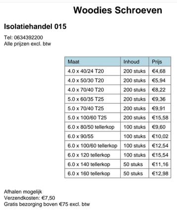 Woodies scherper dan scherp, Ophalen, Nieuw, Schroeven