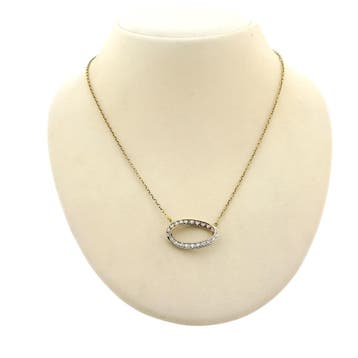 Gouden schakelketting met bicolor vaste diamanten hanger;..., Gebruikt, Ophalen of Verzenden, Met edelsteen, Goud