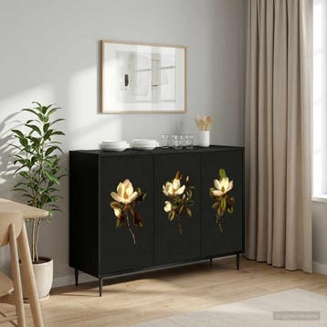 vidaXL Dressoir BREMEN Zwart eiken 102 x 33 x 76 cm Bewerkt, Verzenden, Nieuw, Overige houtsoorten, Minder dan 50 cm