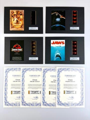 Steven Spielberg – Extremely rare Set of 4 Mounted 35mm Film, Nieuw