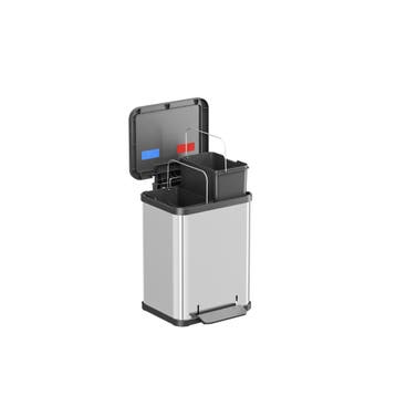 Hailo Öko Duo Plus M Pedaalemmer 2x9 ltr - RVS, Huis en Inrichting, Woonaccessoires | Prullenbakken, Verzenden, Nieuw