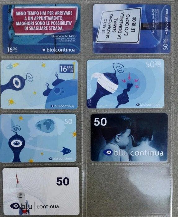 Collectie telefoonkaarten - Prepaid-telefoons - blu continua, Antiek en Kunst, Antiek | Speelgoed