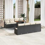 vidaXL Tuin Sofa Set met kussen met kussen 9 pcs Zwart en, Verzenden, Nieuw, Rotan