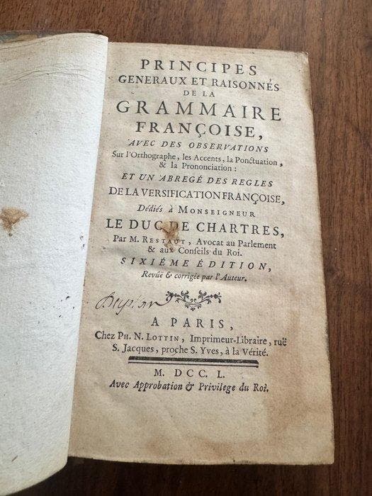 Pierre Restaut, - Principes généraux et raisonnés de la, Antiek en Kunst, Antiek | Boeken en Bijbels