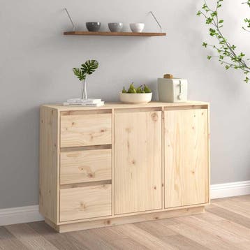 vidaXL Dressoir 111x34x75 cm massief grenenhout, Verzenden, Nieuw, Grenenhout, Minder dan 50 cm