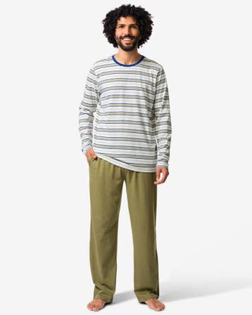 HEMA Herenpyjama Jonas jersey retro gebroken wit, Verzenden, Nieuw