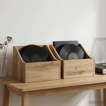vidaXL LP Recorddoos 2 st Artisanaal eiken 37 x 33 x 32 cm, Verzenden, Nieuw