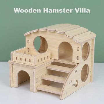Houten Hamster Villa: Speelhuis met Klimplatform en Verhoogd, Dieren en Toebehoren, Verzenden, Nieuw
