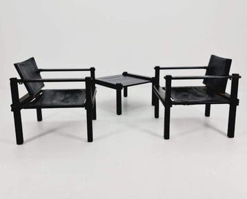 Eetkamerstoel - Hout - Een vintage lounge-set – twee
