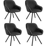 Draaibare fluwelen stoel Snug, gestoffeerd - zwart, Set van, Verzenden, Nieuw