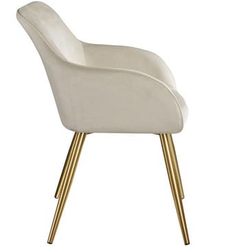 Eetkamerstoel Marilyn fluweellook, gouden poten, Verzenden, Nieuw
