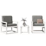 vidaXL 3-delige Loungeset massief grenenhout wit, Tuin en Terras, Tuinsets en Loungesets, Verzenden, Nieuw, Loungeset