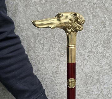 Wandelstok - Brons, Hout - Dog handle