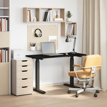 vidaXL Bureau Zwart en Donkerbruin 120 x 60 cm Massief, Verzenden, Nieuw