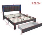 Gestoffeerd Tweepersoonsbed 160x200 cm met Lade, LED; USB, Huis en Inrichting, Slaapkamer | Bedden, Verzenden, Nieuw