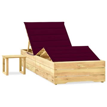 vidaXL Ligbed met tafeltje en kussen geïmpregneerd, Tuin en Terras, Verzenden, Nieuw