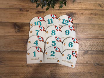 Baby Maand Mijlpalen - Ruimte - Handgeschilderd (Cadeaus), Ophalen of Verzenden, Nieuw