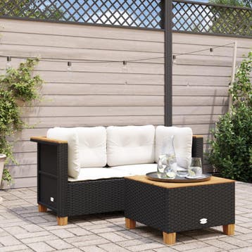 vidaXL Tuinhoekbanken met kussens 2 st poly rattan zwart, Verzenden, Nieuw