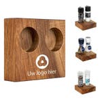 BLOC Solid - Peper en Zout Houder Notenhout - Met Logo, Nieuw in verpakking