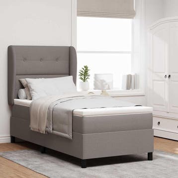 vidaXL Boxspring bed met hoofdeinde Taupe 80 x 200 cm Stof, Huis en Inrichting, Verzenden, Nieuw, Stof
