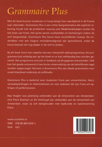 Grammaire plus 9789046903261 Bep Vlugter, Boeken, Verzenden, Zo goed als nieuw, Bep Vlugter