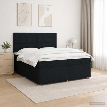 vidaXL Boxspringbed met matras met hoofdeinde Zwart 200 x, Verzenden, Nieuw, Tweepersoons, Zwart