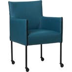 Set van 4 Leren eetkamerstoelen More - Toledo Turquoise, Huis en Inrichting, Stoelen, Ophalen of Verzenden, Nieuw, Leer