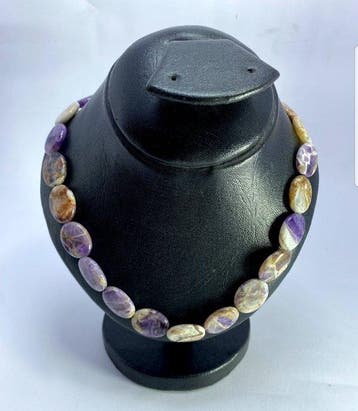 Amethist ketting Gepolijste - Hoogte: 15 mm - Breedte: 10