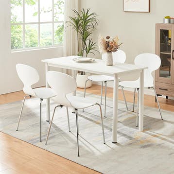 Eetkamerstoelen Kil set van 4 wit en chroom [en.casa], Huis en Inrichting, Stoelen, Verzenden, Nieuw