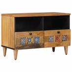 vidaXL TV-kast met lade Naturel 70 x 33 x 46 cm Massief, Huis en Inrichting, Woonaccessoires | Cd- en Dvd-rekken, Verzenden, Nieuw