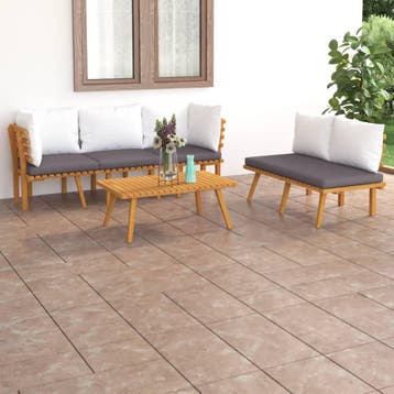 vidaXL 5-delige Loungeset met kussens massief acaciahout, Verzenden, Nieuw, Hardhout, Loungeset