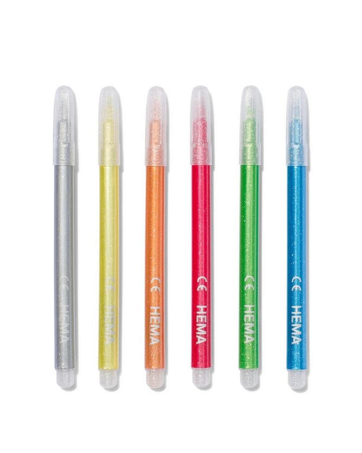 HEMA Glitterstiften - 6 stuks, Diversen, Agenda's, Nieuw, Verzenden