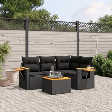 vidaXL Patio Sofa Set 5-zits Black, Verzenden, Nieuw
