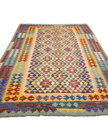 Kelim tapijt Afghan perzisch 299x212 wollen vloerkleed, Blauw, 200 cm of meer,  Perzisch tapijt kelim killim wollen vloerkleed handgeknoopt 
