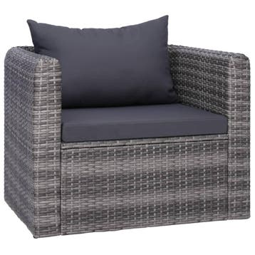 Tuinstoel Poly Rattan Grijs | Retourdeal 35% Korting, Tuin en Terras, Ophalen of Verzenden, Zo goed als nieuw, Rotan