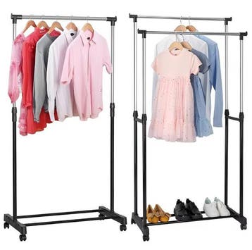 Kledingrek op Wielen – Verstelbaar met Dubbele Stang 150 cm, Verzenden, Nieuw