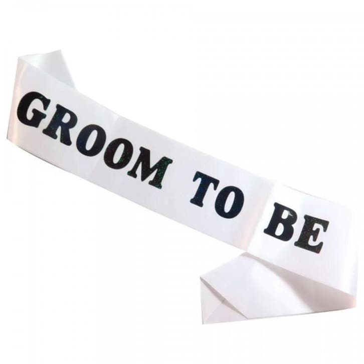 Sjerp Groom to Be wit met zwarte letters, Hobby en Vrije tijd, Feestartikelen, Geboorte of Huwelijk, Feestartikel, Nieuw, Verzenden