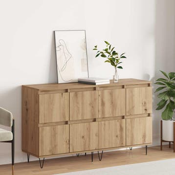 vidaXL Dressoirs 2 st artisanaal eikenkleurig, Huis en Inrichting, Kasten | Dressoirs, Verzenden, Nieuw, Overige houtsoorten, Minder dan 50 cm