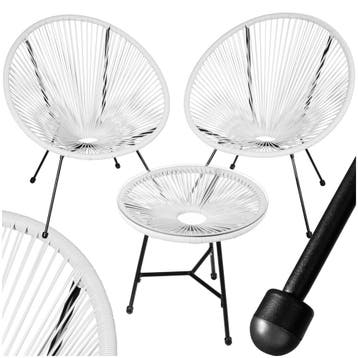 Set van 2 stoelen Santana met tafel - wit, Tuin en Terras, Tuinsets en Loungesets, Verzenden, Nieuw