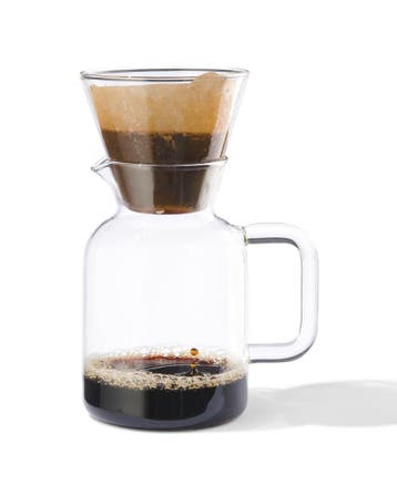 HEMA Koffiekan met filter Koffiebinkie glas 600ml, Verzenden, Nieuw in verpakking