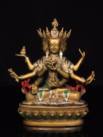 Beeld, Statue of Ushnishavijaya with three faces and eight