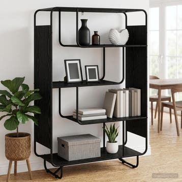 vidaXL buffetkast Zwart eiken 93.5 x 37.5 x 144 cm Bewerkt, Minder dan 50 cm, Verzenden, Nieuw, Minder dan 100 cm
