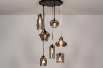 Rietveld Hanglampen - Zwart - Glas, Metaal, Verzenden, Nieuw