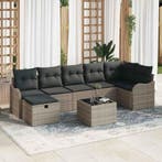 vidaXL Bankstel met kussen met opslag Grijs poly rattan, Verzenden, Nieuw, Rotan, 8 zitplaatsen