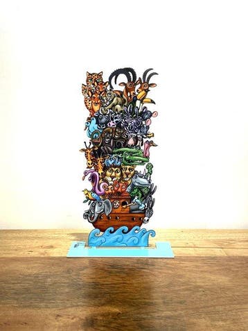 David Gerstein (1944) - sculptuur, Noahs Ark - 30 cm -