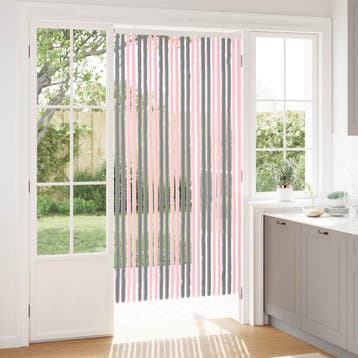 vidaXL Insecten Gordijn Chenille Zilvergrijs en Roze 100 x, Verzenden, Nieuw, Zilver