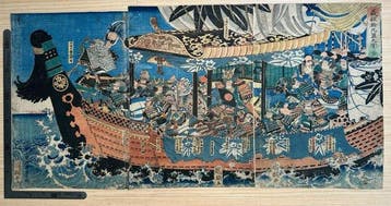 Utagawa Kunitsuna – Yoshitsune and His Nineteen Retainers –